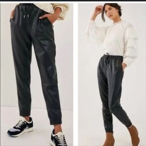 Avec Les Filles faux plush leather tie waist black pants size XS